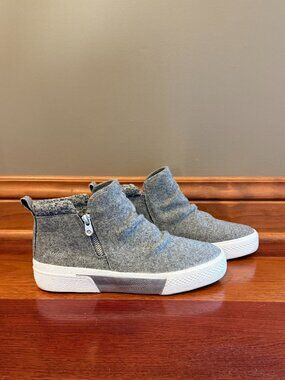 Blowfish Malibu Women's Gray Knit Walkabout Side Zip High Top Sneaker, Size 8